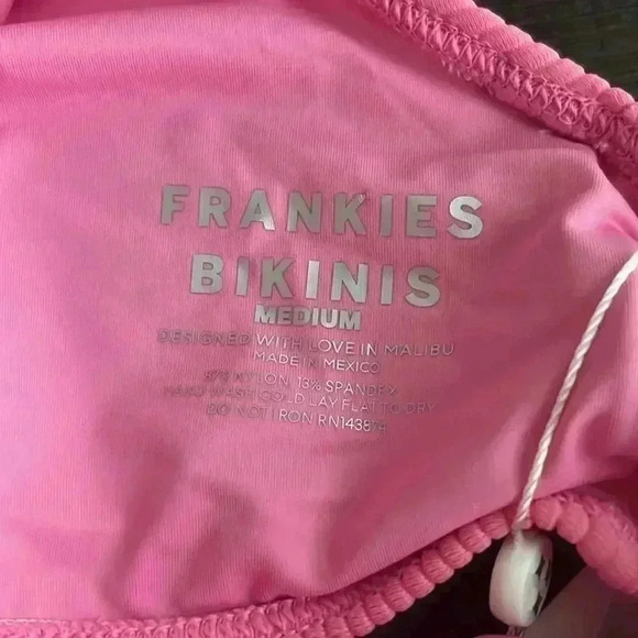 Frankie’s Bikinis Conner Ribbed Bikini Top Pink Medium - Picture 4 of 7